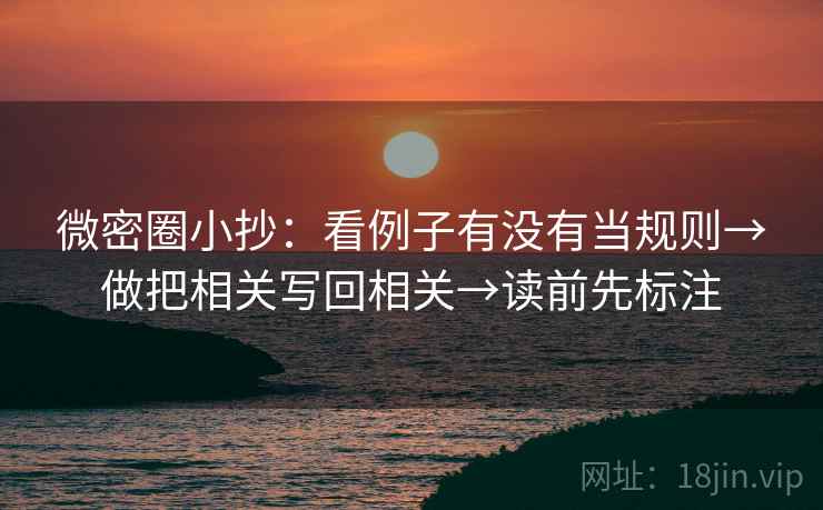 微密圈小抄：看例子有没有当规则→做把相关写回相关→读前先标注